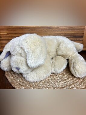 Cloud B Puppy Dog Lavender Trim Labrador Lab Sleeping 14" Beige Stuffed Plush